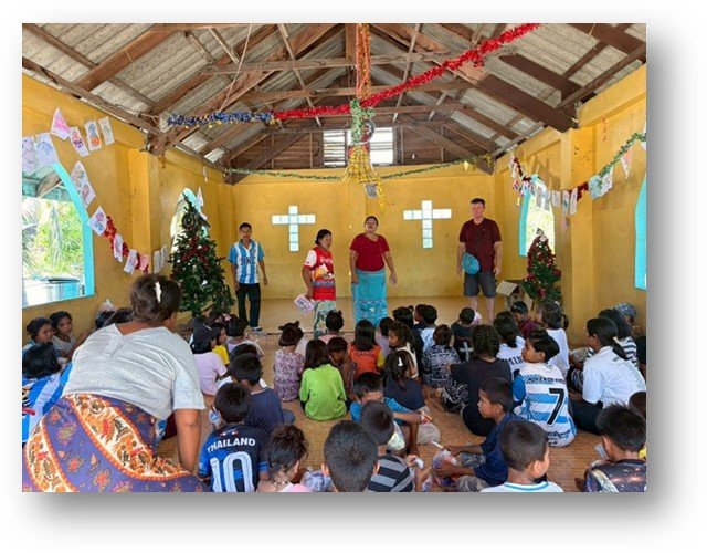 The church full of Moken children and visitors for the Christmas service