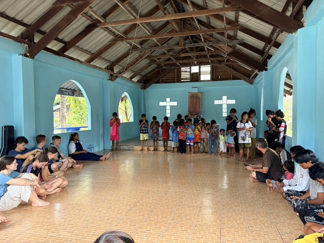 Moken children performing in the church for the visiting Global Challenge team